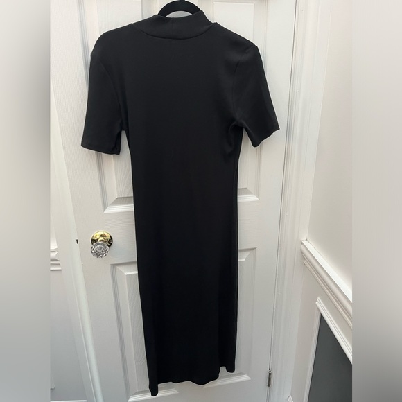 Zara Black Ribbed Midi Mock Turtleneck short sleeve dress - Picture 5 of 5